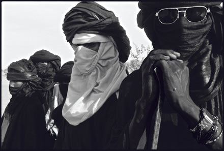 Tuareg men in a nomad camp in Azode